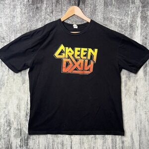 Green Day Shirt Men's 2XL Cinder Block 2007 Spellout Rock Band Yellow Orange